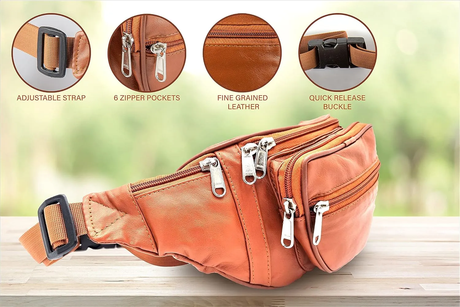 Liberty Leather Large Fanny Pack Crossbody Bags for Women Waist Bum Hip Bag for Women Large Belt Bag Cute Fanny Pack for Teen Girls