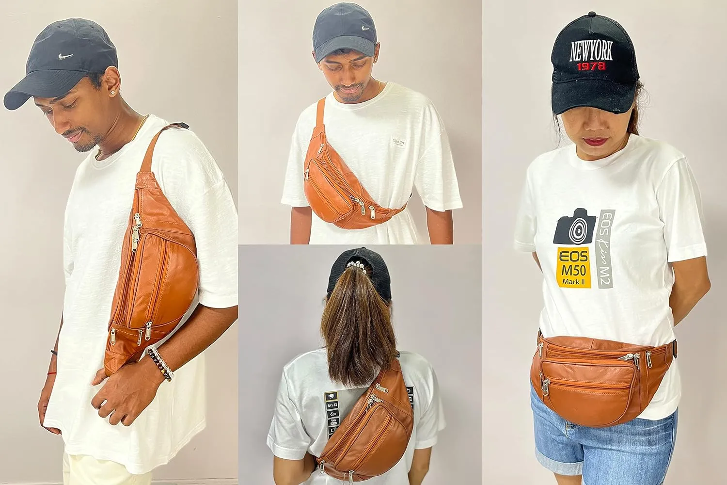 Liberty Leather Large Fanny Pack Crossbody Bags for Women Waist Bum Hip Bag for Women Large Belt Bag Cute Fanny Pack for Teen Girls