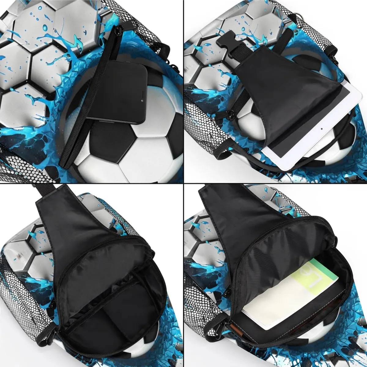 Light Wall Football Sling Bag for Women Men, Soccer Waterproof Crossbody Sling Backpack Sports Travel Outdoor Chest Bag