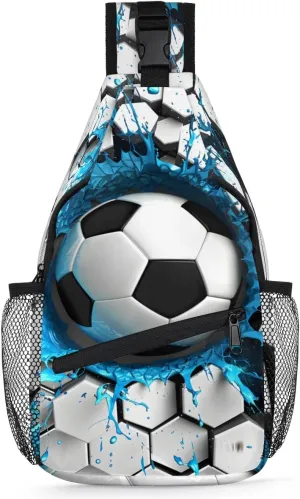 Light Wall Football Sling Bag for Women Men, Soccer Waterproof Crossbody Sling Backpack Sports Travel Outdoor Chest Bag