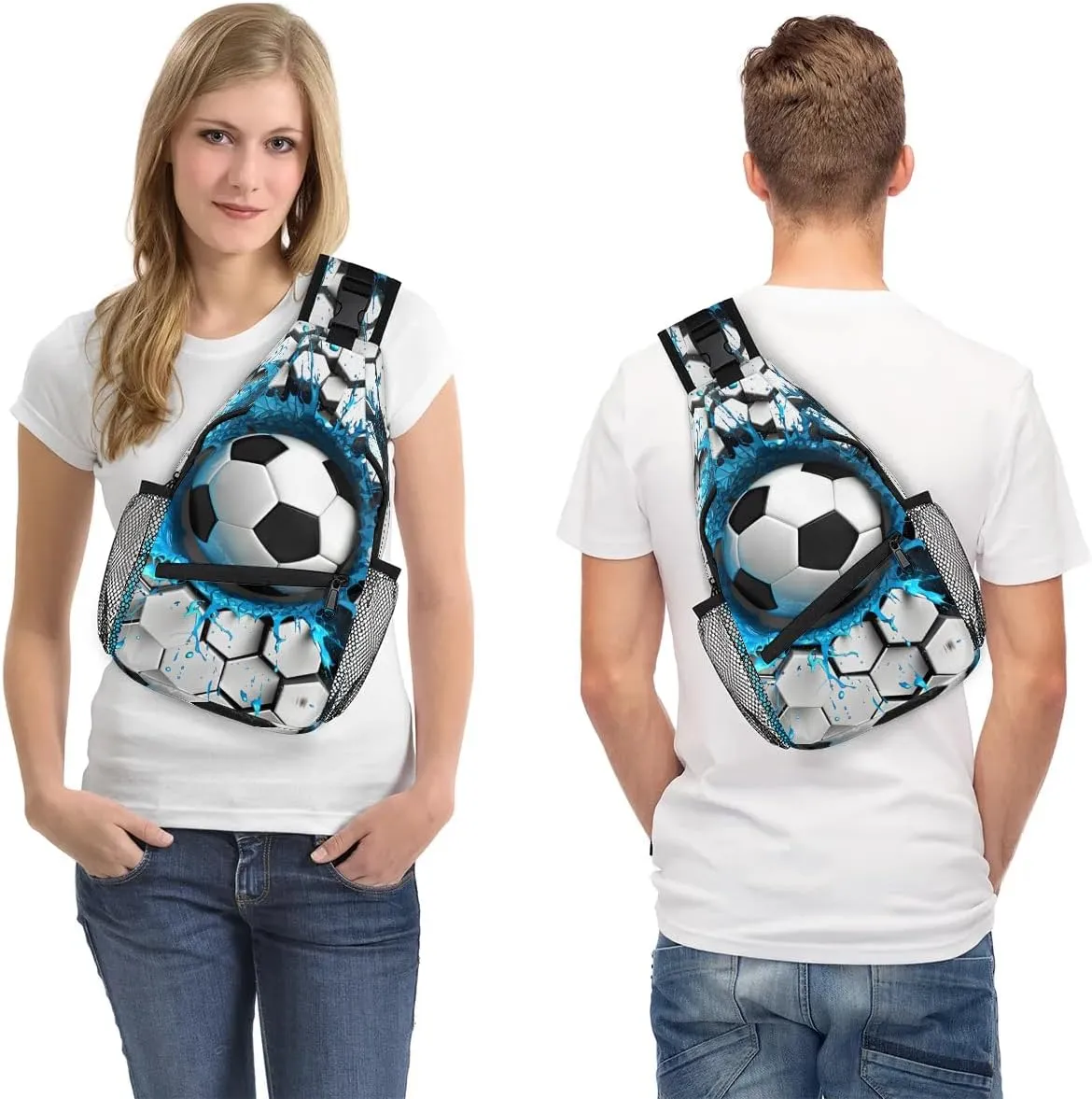 Light Wall Football Sling Bag for Women Men, Soccer Waterproof Crossbody Sling Backpack Sports Travel Outdoor Chest Bag