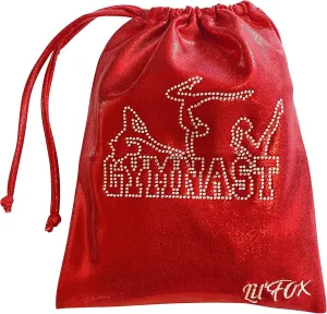 LIL'FOX 8"x10" Drawstring Gymnastics SMALL GRIP BAG 26x20cm - Lightweight Bag for Personal Equipment - Shiny Foil Rhinestones