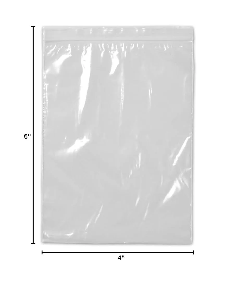 LK Packaging 4" x 6" 2 mil Single Track Zipper Bag, Pack of 1000