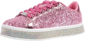 LUCKY STEP Women's Platform Glitter Sneakers | Sparkly Bling Shiny Dressy Bedazzled Wedding Bridal Fashion Walking Shoes