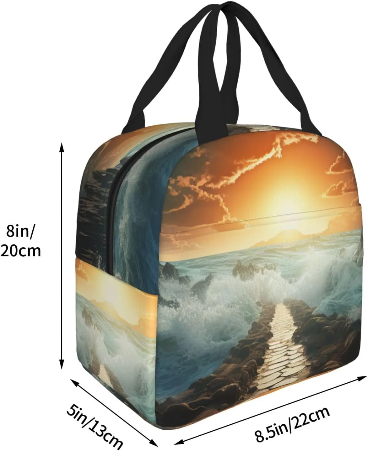 Lunch Bag for Women Men Divided Sea Pathway LunchBox Portable Insulated Lunch Box Reusable Tote Bags for Work