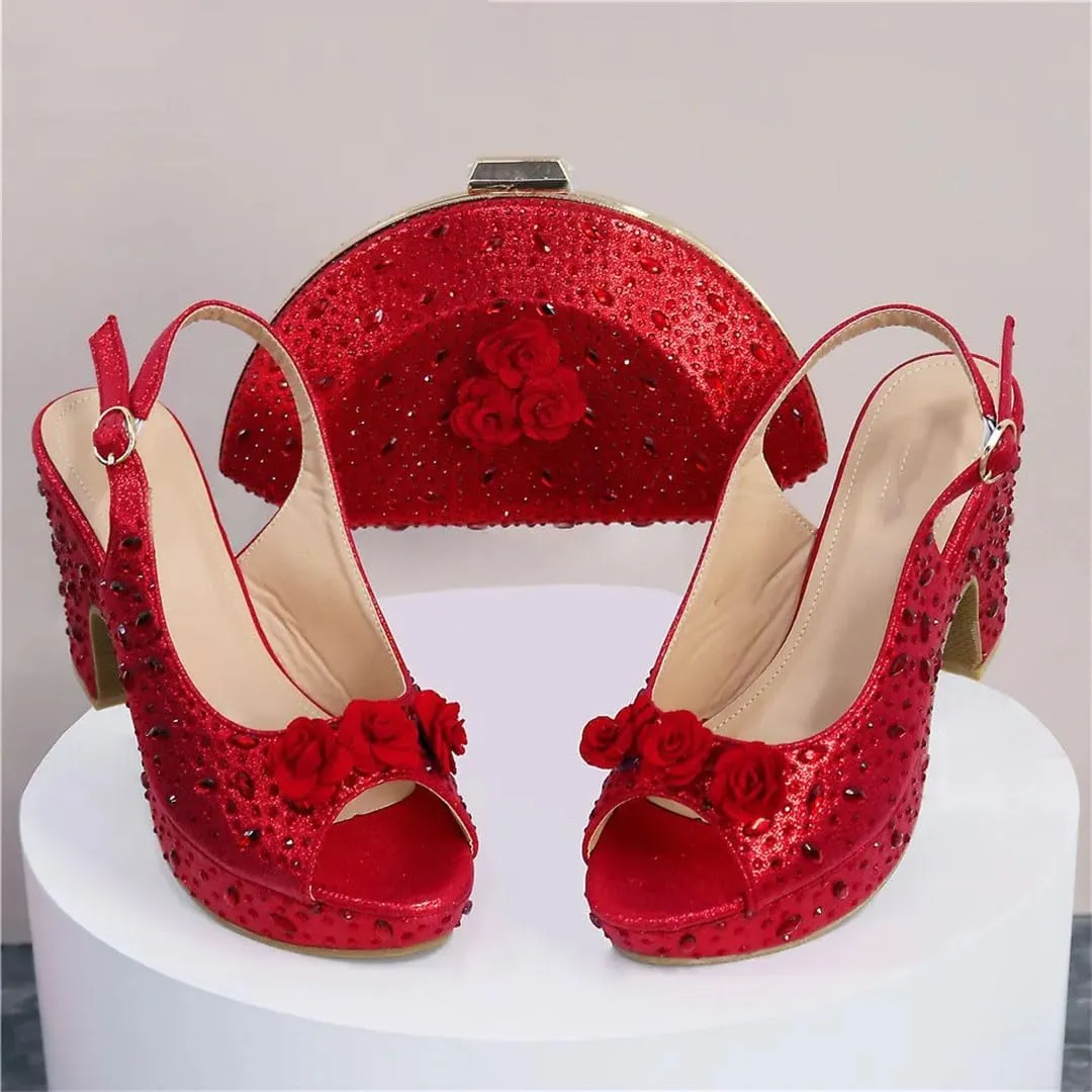 Luxury Platform Wedge Party Shoes Professional Work Purse Matching Set