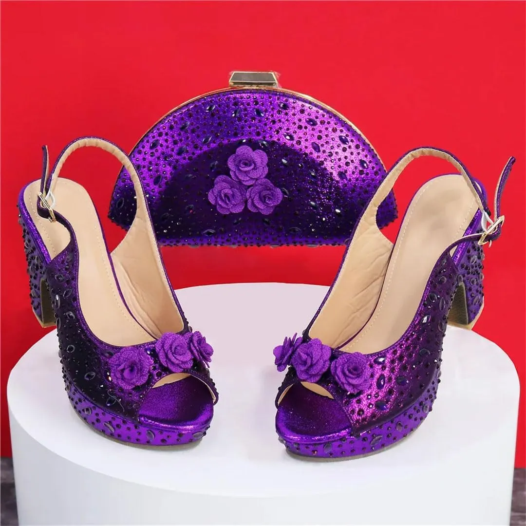 Luxury Platform Wedge Party Shoes Professional Work Purse Matching Set