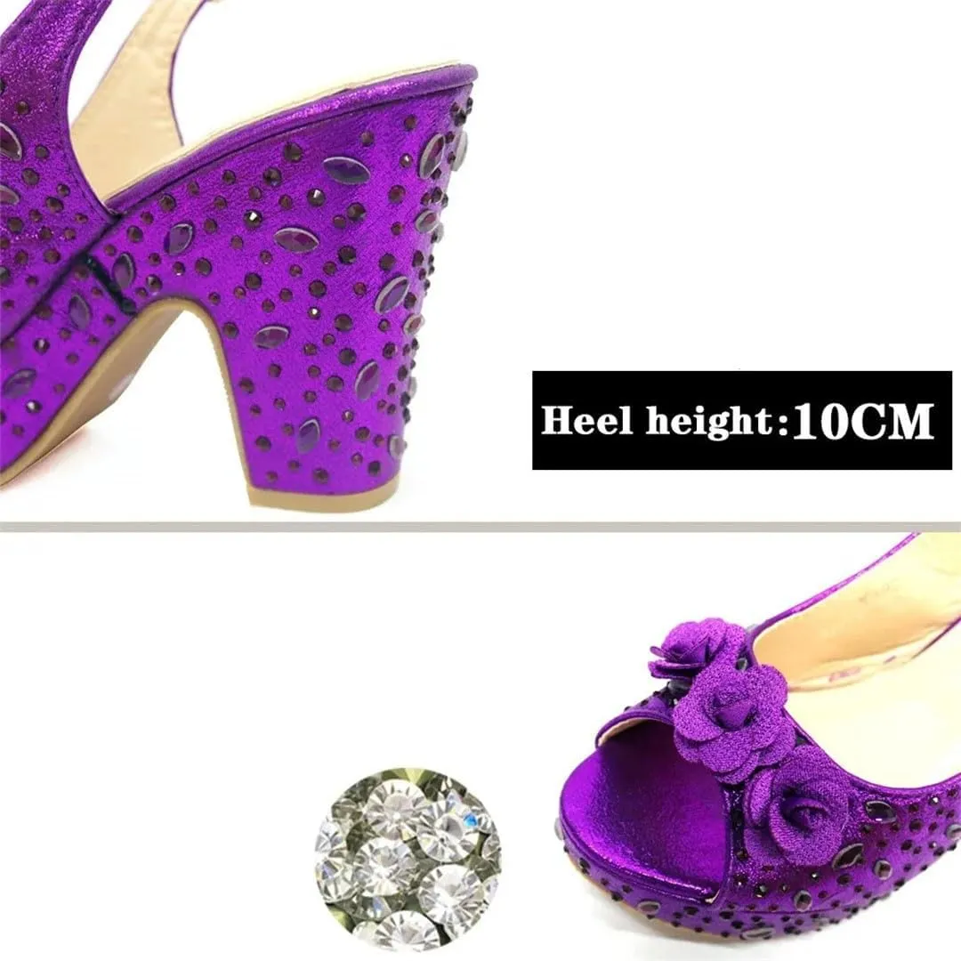 Luxury Platform Wedge Party Shoes Professional Work Purse Matching Set