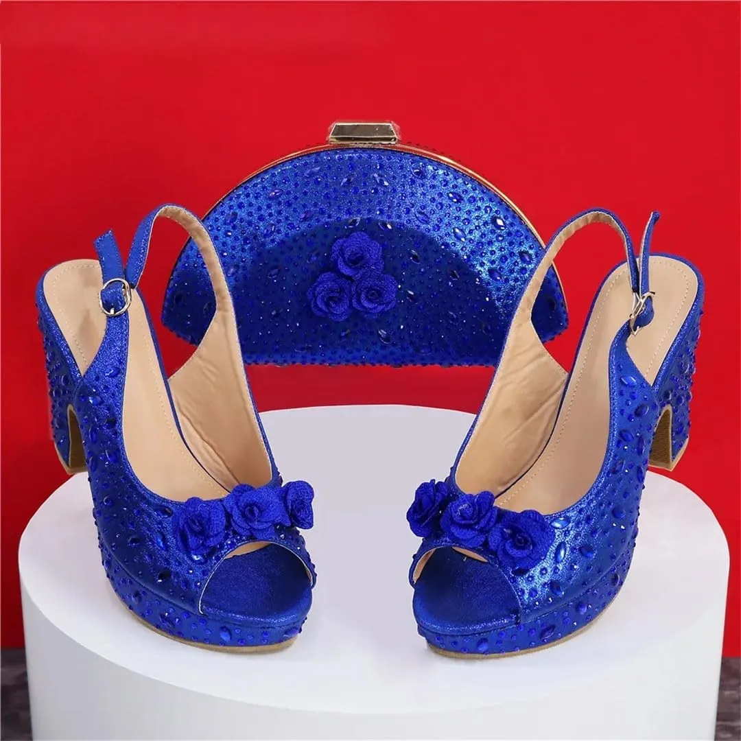 Luxury Platform Wedge Party Shoes Professional Work Purse Matching Set