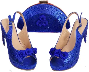 Luxury Platform Wedge Party Shoes Professional Work Purse Matching Set