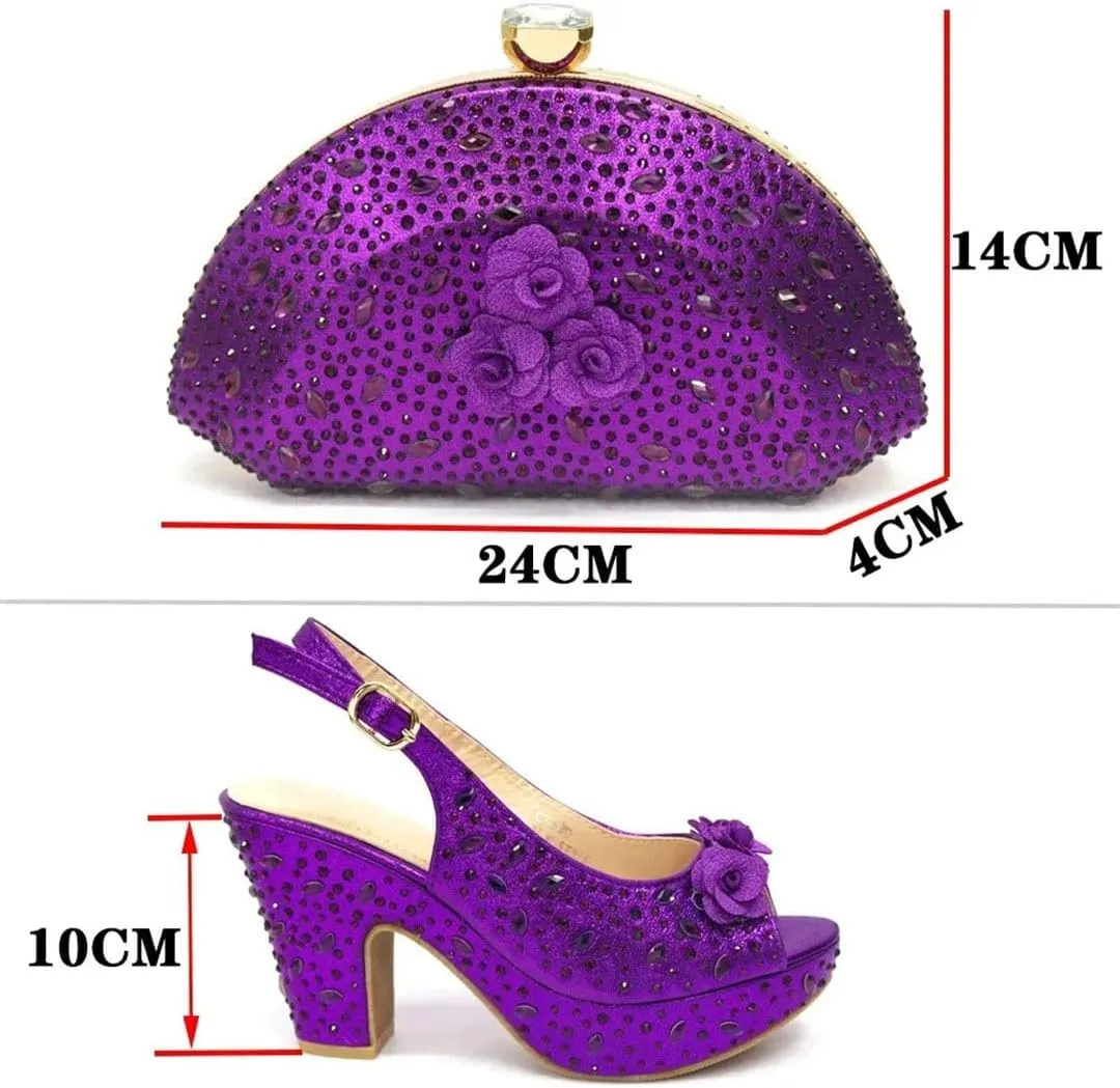 Luxury Platform Wedge Party Shoes Professional Work Purse Matching Set