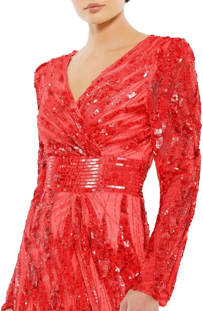 Mac Duggal Womens Embellished Open Back Evening Dress