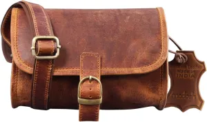 Madosh, Women's Leather Crossbody Sling Bag Ladies Small Clutch Shoulder Side Purse Brown Handbag