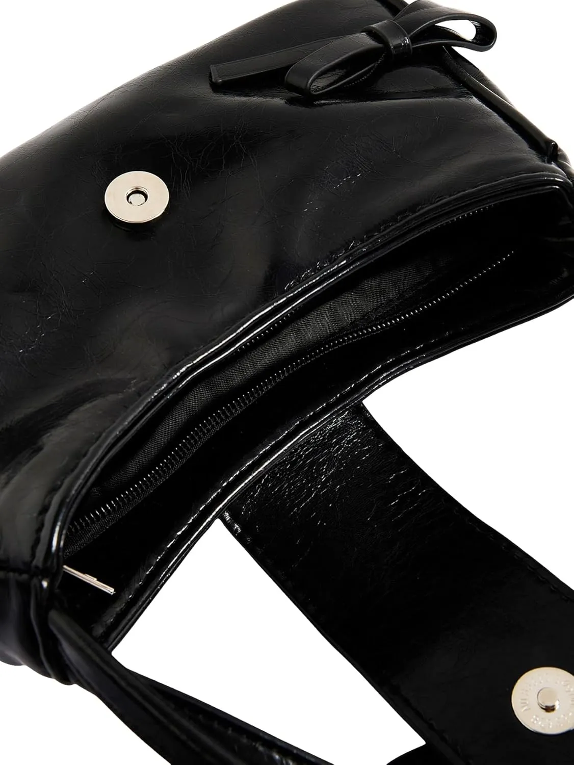 MakeMeChic Women's Bow Shoulder Handbag PU Leather Top Handle Y2K Underarm Bags