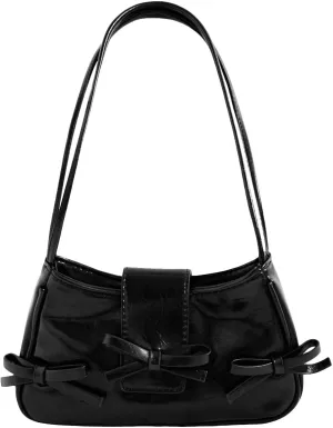 MakeMeChic Women's Bow Shoulder Handbag PU Leather Top Handle Y2K Underarm Bags