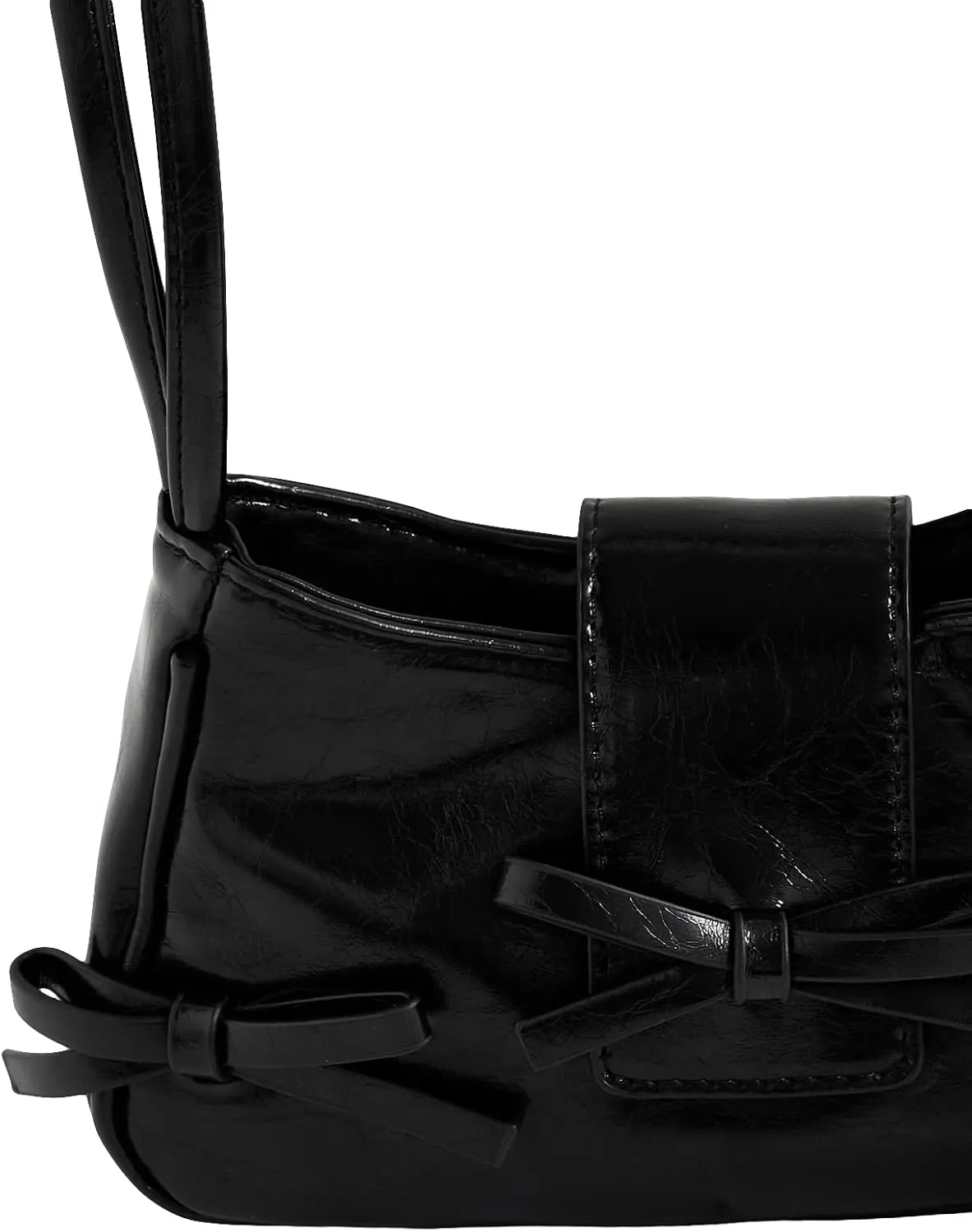 MakeMeChic Women's Bow Shoulder Handbag PU Leather Top Handle Y2K Underarm Bags