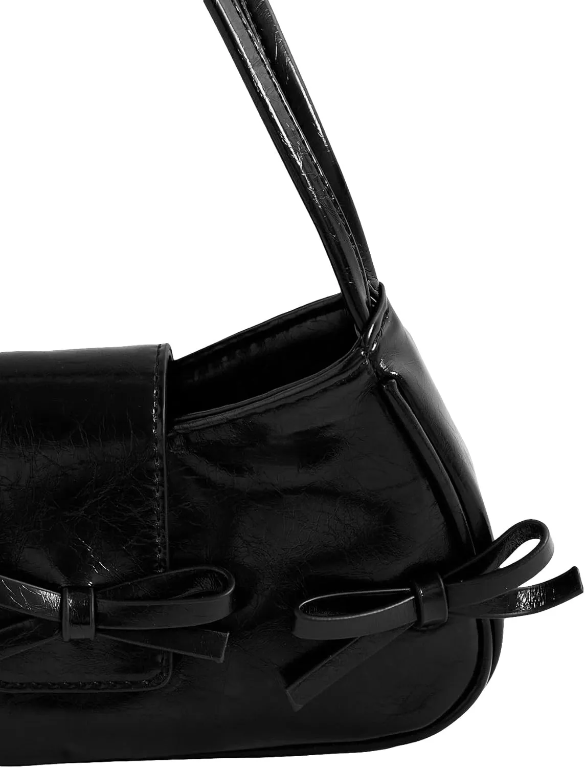 MakeMeChic Women's Bow Shoulder Handbag PU Leather Top Handle Y2K Underarm Bags