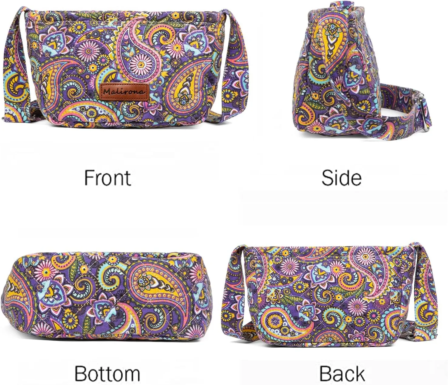 Malirona Women 's Durable Small Floral Crossbody Bag Canvas Messenger Handbag Multi Pocket Travel Satchel Purse