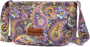 Malirona Women 's Durable Small Floral Crossbody Bag Canvas Messenger Handbag Multi Pocket Travel Satchel Purse