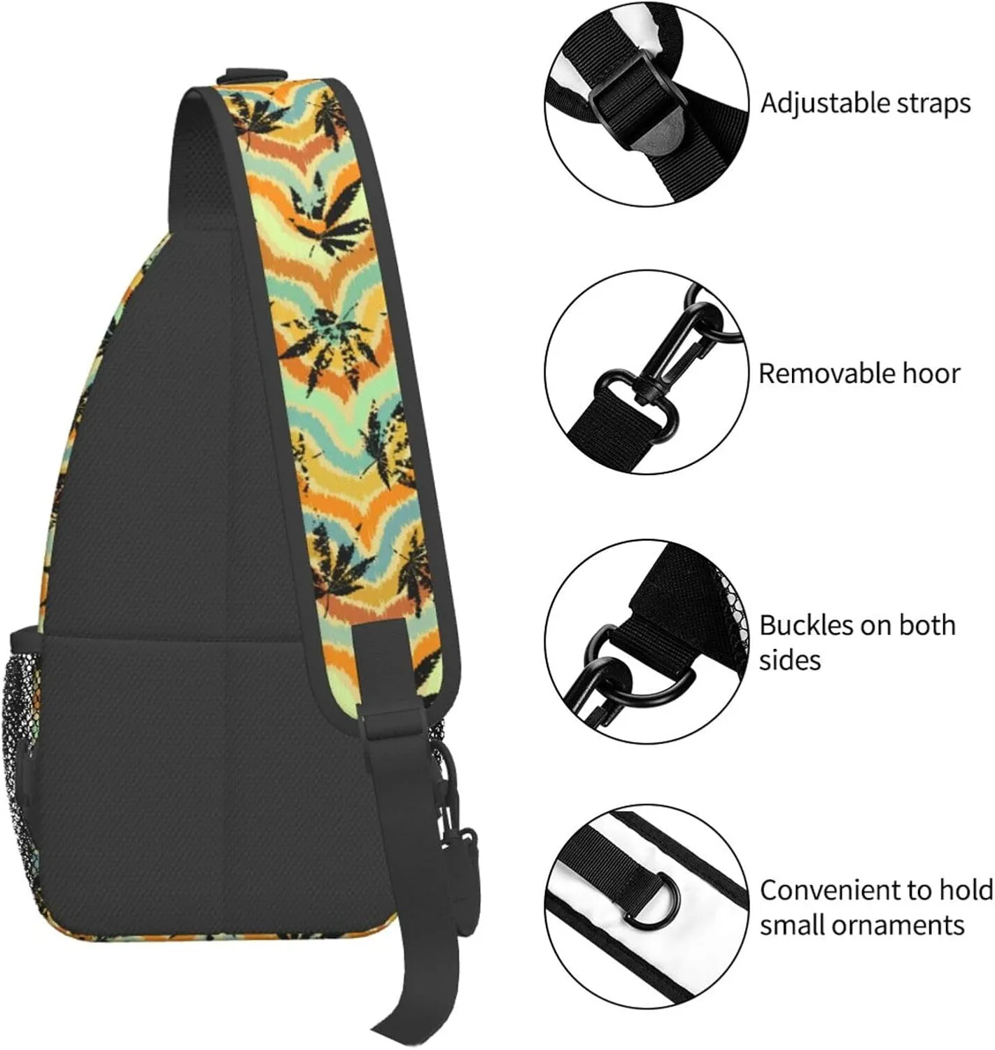 Marijuana Weed Leaf Chest Bags Crossbody Sling Bag Shoulder Bag Travel Hiking Daypack For Men Women
