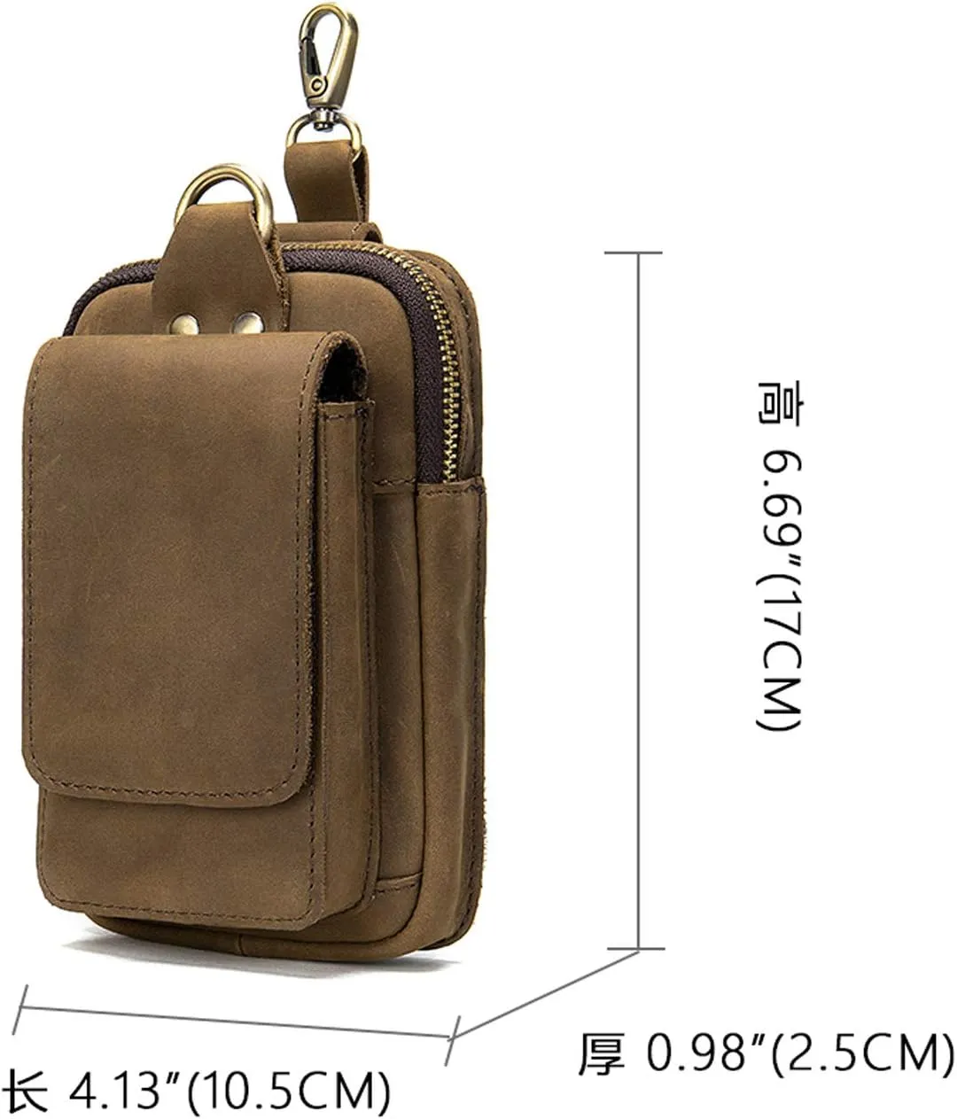 Men Multifunction Cell Phone Waist Bag, Leather Shoulder Pouch with Carabiner, Outdoor Tactical Waist Belt Pouch Boys Security Belt Loop Wallet Crossbody Gadget Pocket for Smartphone Up to 6.7 inch