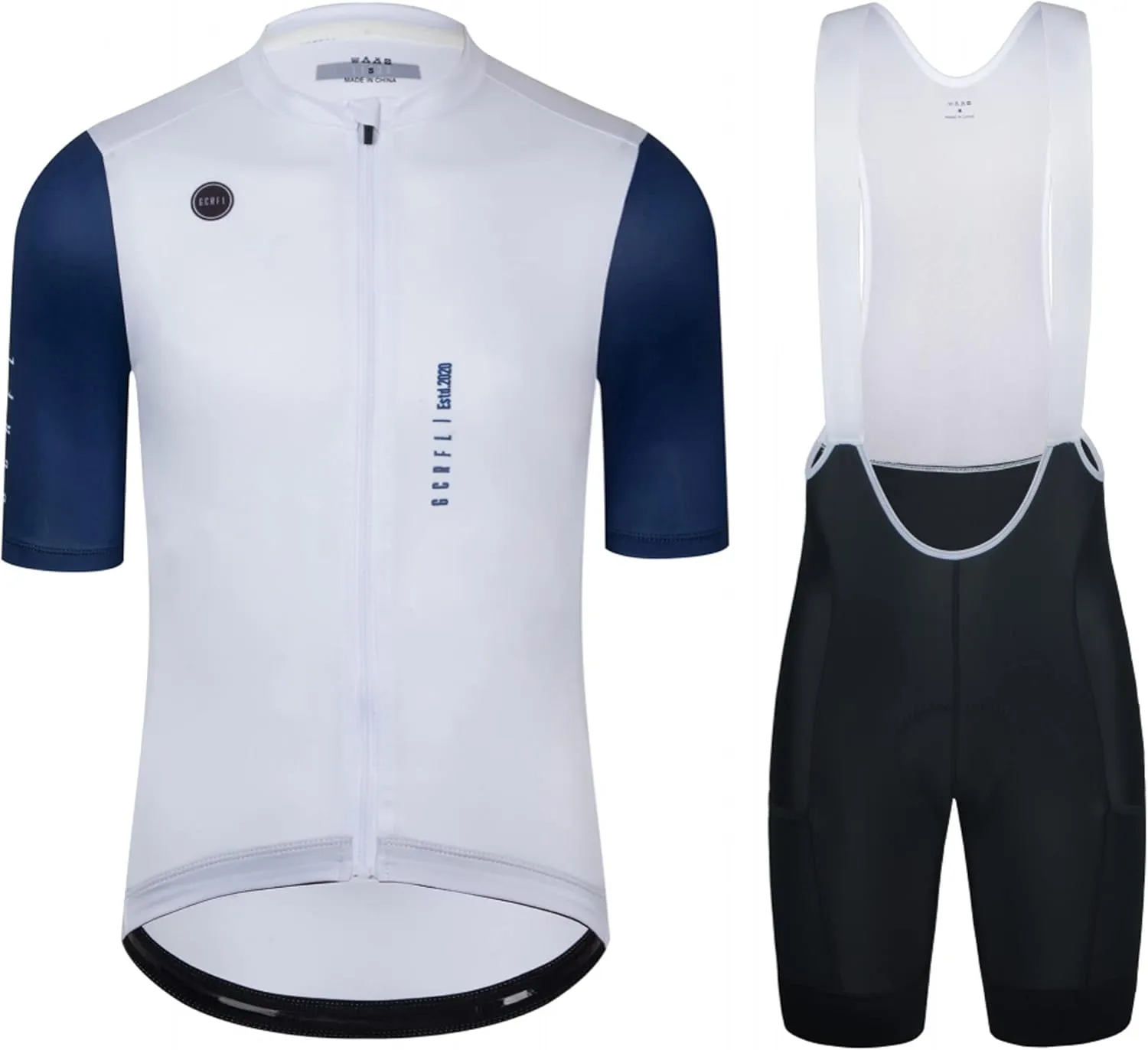 Men's Cycling Jersey Set Cycling Kit Bicycle Jersey Rear Zipper Pocket Bike Bib Shorts with Pockets Race Fit High Density Pad
