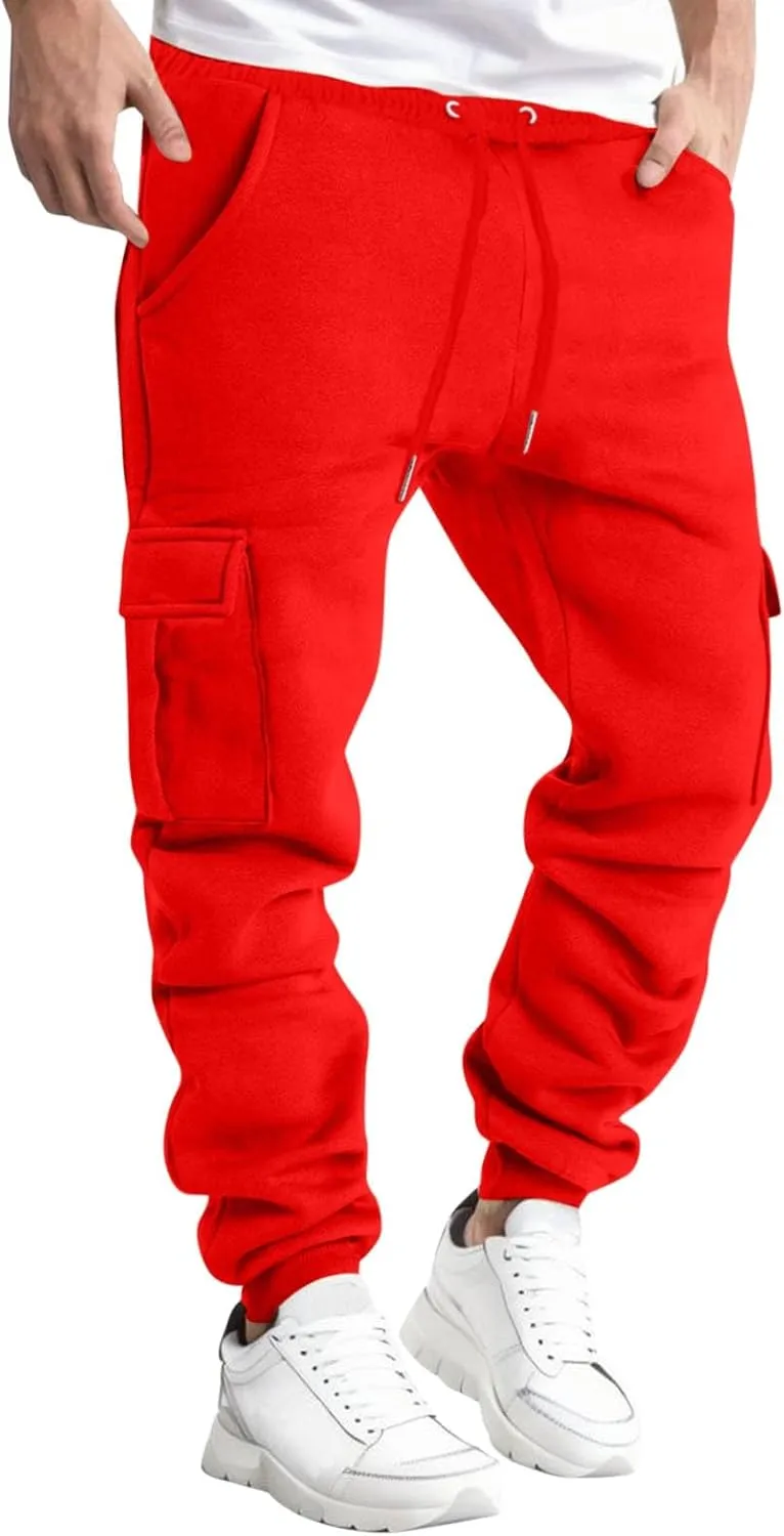Men's Zipper Pockets Casual Slim Track Pants Workout Gear for Men Clothes Men's Fast Dry Stretch Pants Cargo Overalls for Men