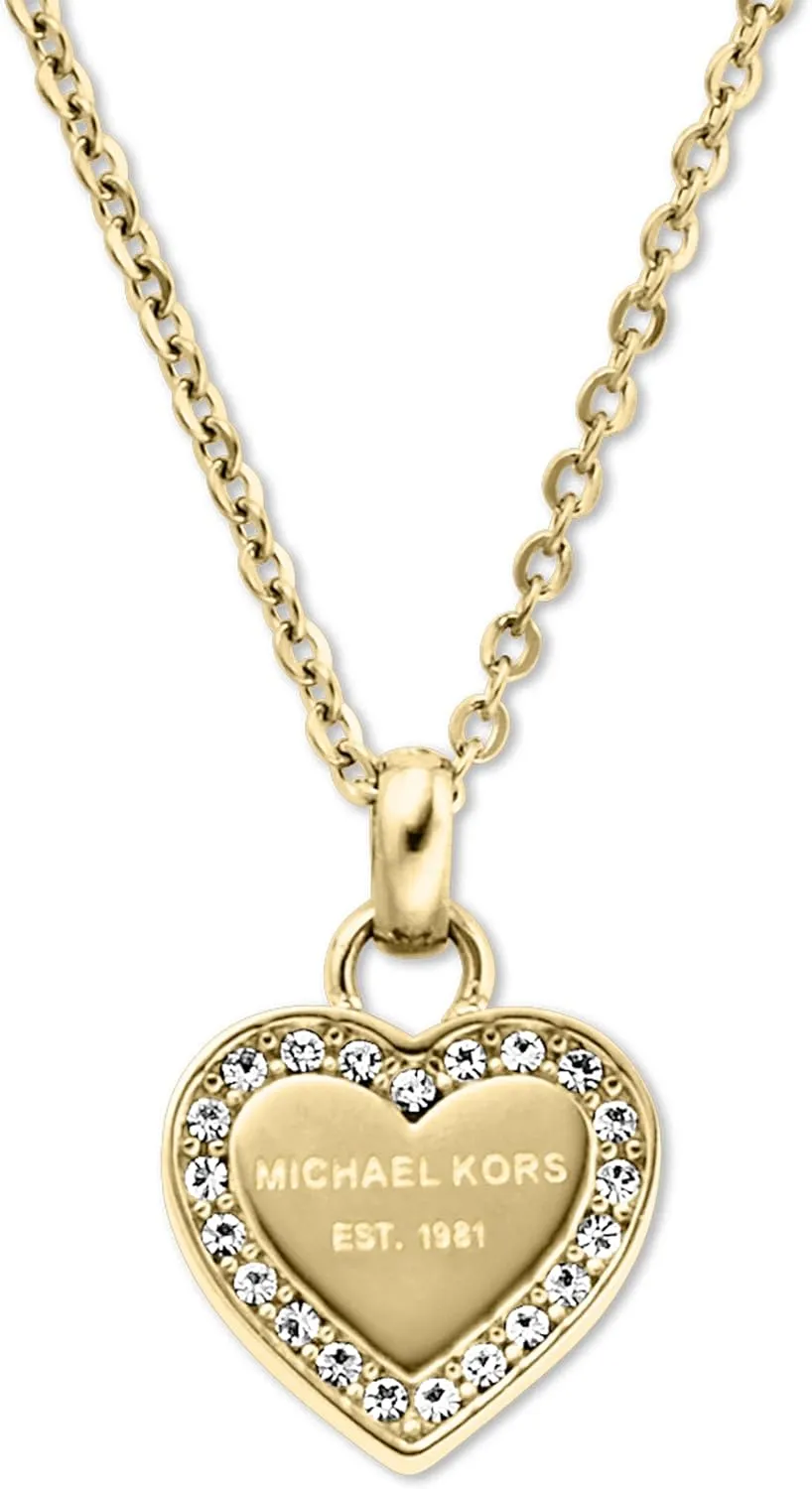 Michael Kors Stainless Steel and Pavé Crystal Pendant Necklace for Women