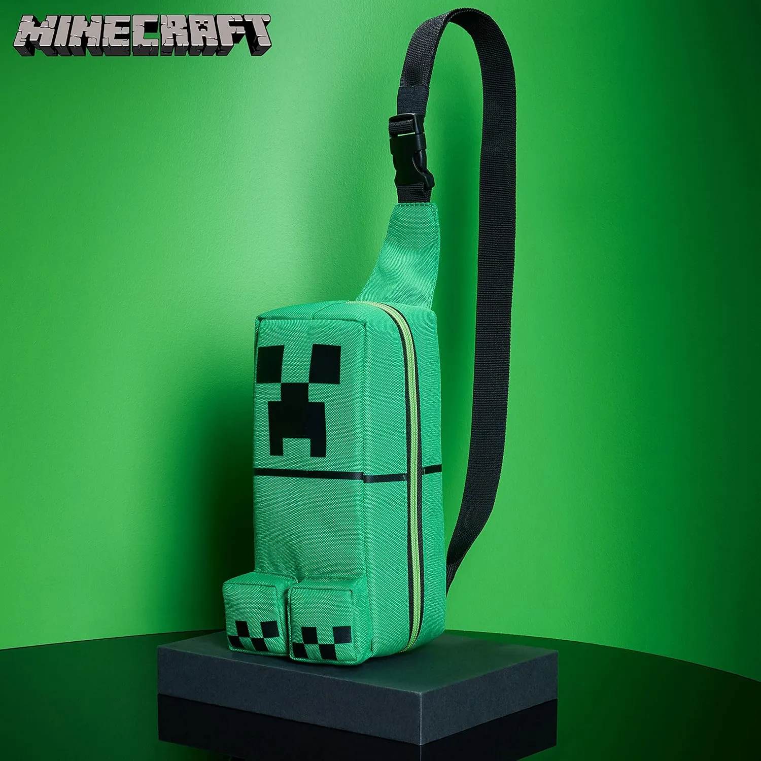 Minecraft Crossbody Bag for Boys Teens Creeper Sling Bag Chest Bag for Travel (Green)