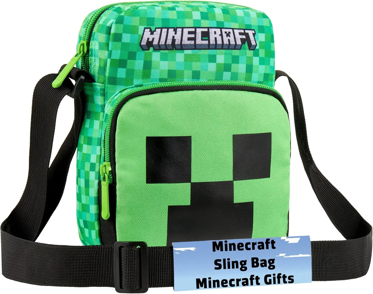 Minecraft Kids Shoulder Bag, Creeper Crossbody Bag with Adjustable Strap - Gamer Gifts for Boys