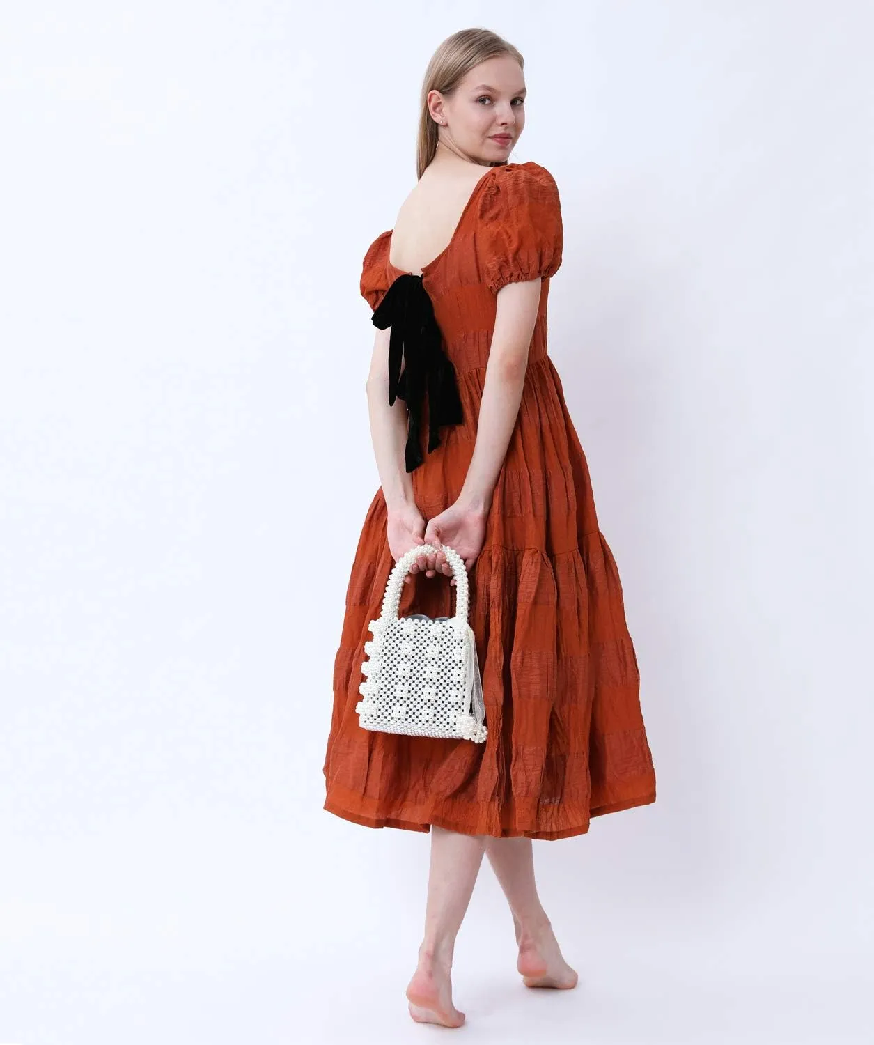 Miuco Womens Beaded Handbags Handmade Weave Crystal Pearl Tote Bags