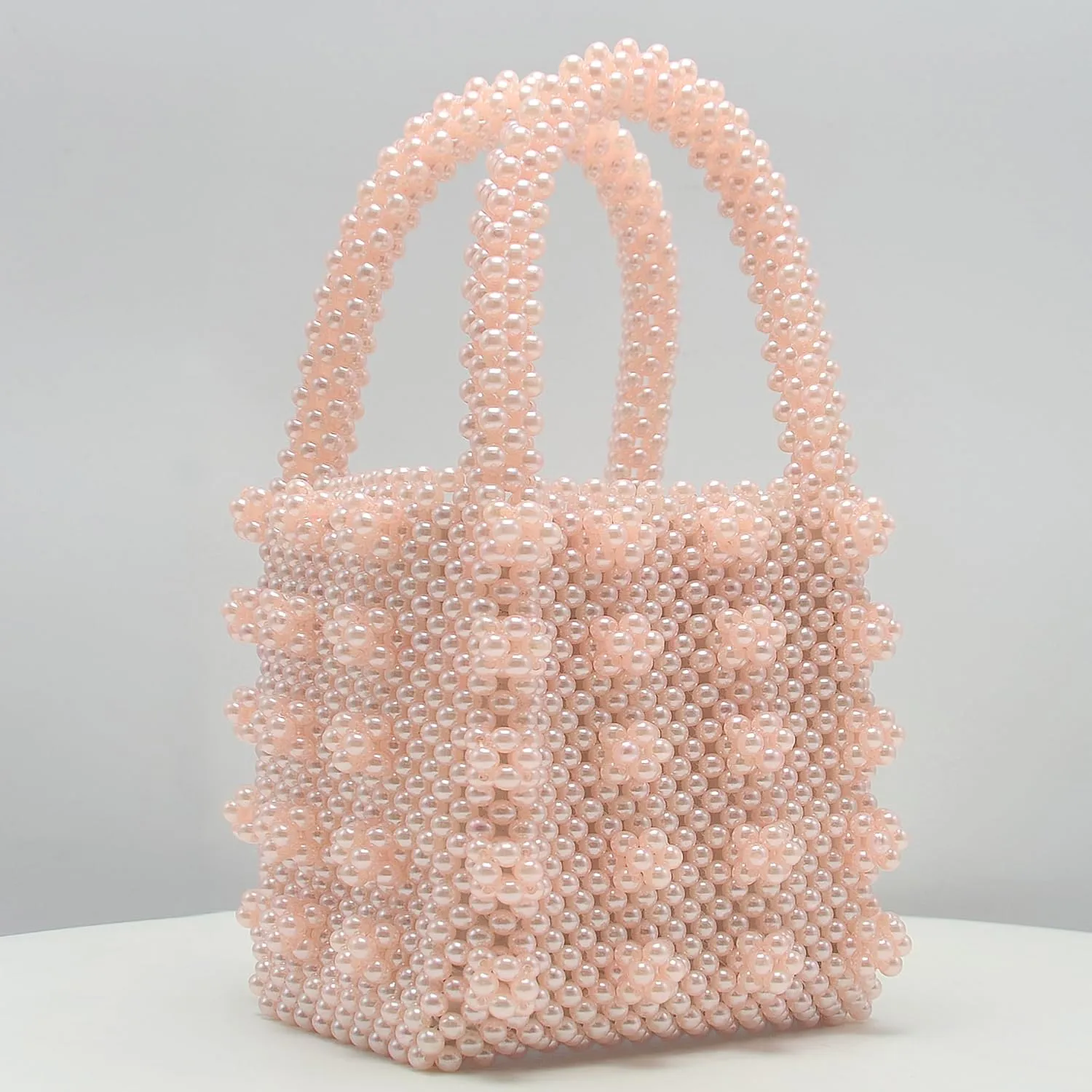 Miuco Womens Beaded Handbags Handmade Weave Crystal Pearl Tote Bags