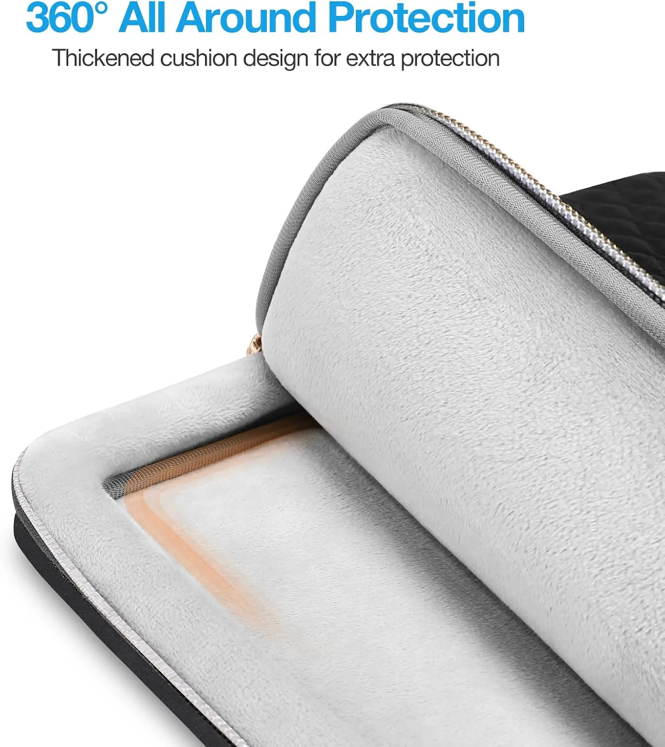 MOSISO 13-14 inch 360 Protective Laptop Sleeve, Compatible with MacBook Air/Pro 13/Pro 14 inch, 13.3 inch Carrying Case Square Quilted Side Open Bag with Horizontal Pockets&Small Case&Belt, Black