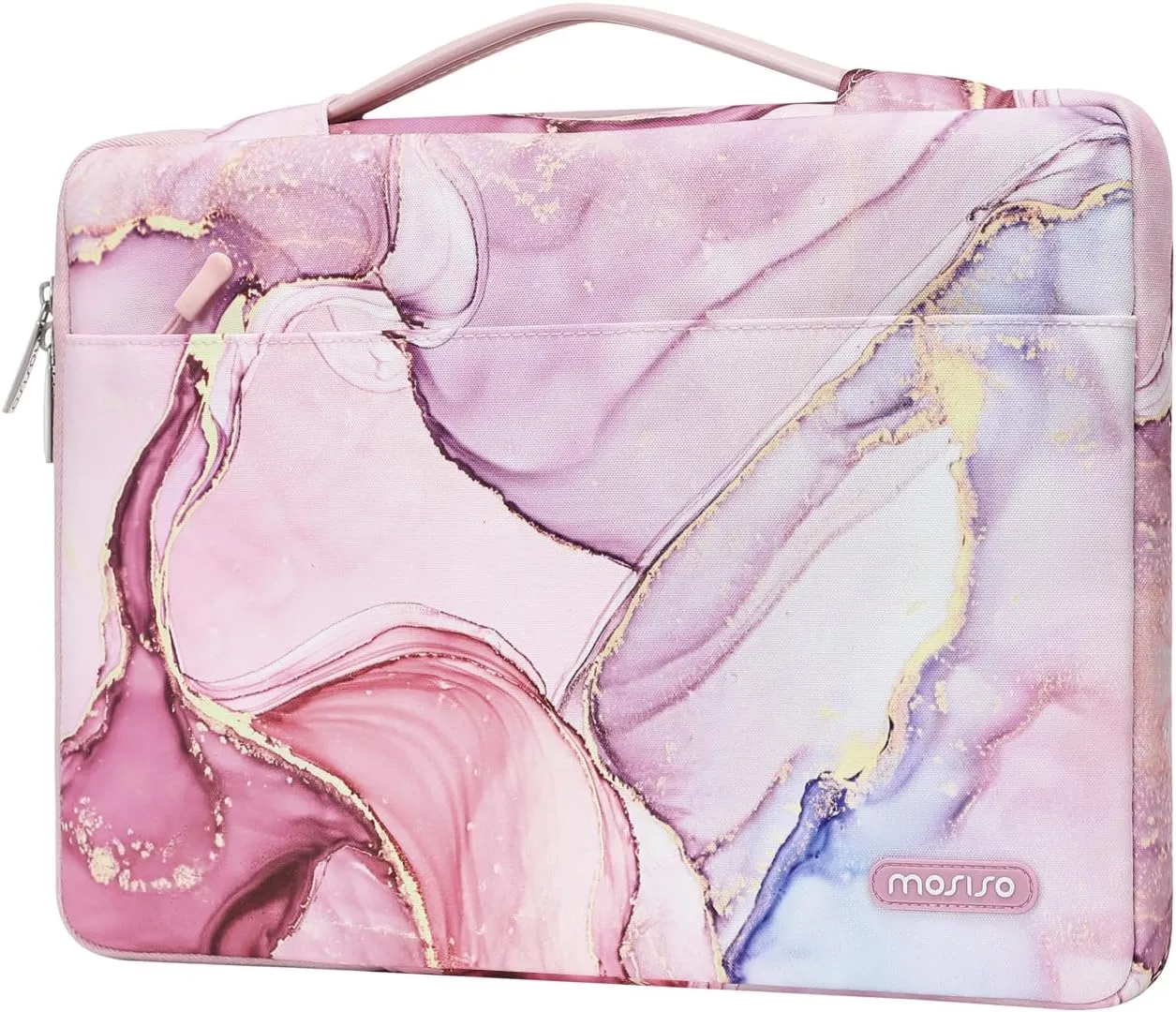 MOSISO 360 Protective 15-15.6 inch Laptop Case, 16 inch Laptop Sleeve with Handle Compatible with MacBook Pro 16, HP, Dell, ASUS, Acer Laptop Notebook, Carrying Computer Bag with Belt Marble MO-MBH216