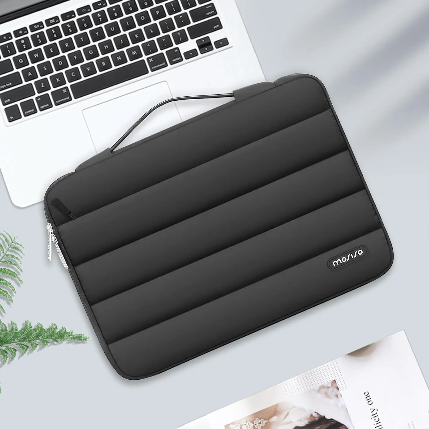 MOSISO 360 Protective 15-15.6 inch Laptop Case, 16 inch Puffy Laptop Sleeve Compatible with MacBook Pro 16, HP, Dell, ASUS, Acer, Lenovo Notebook Computer,Polyester Horizontal Side Open Bag, Black