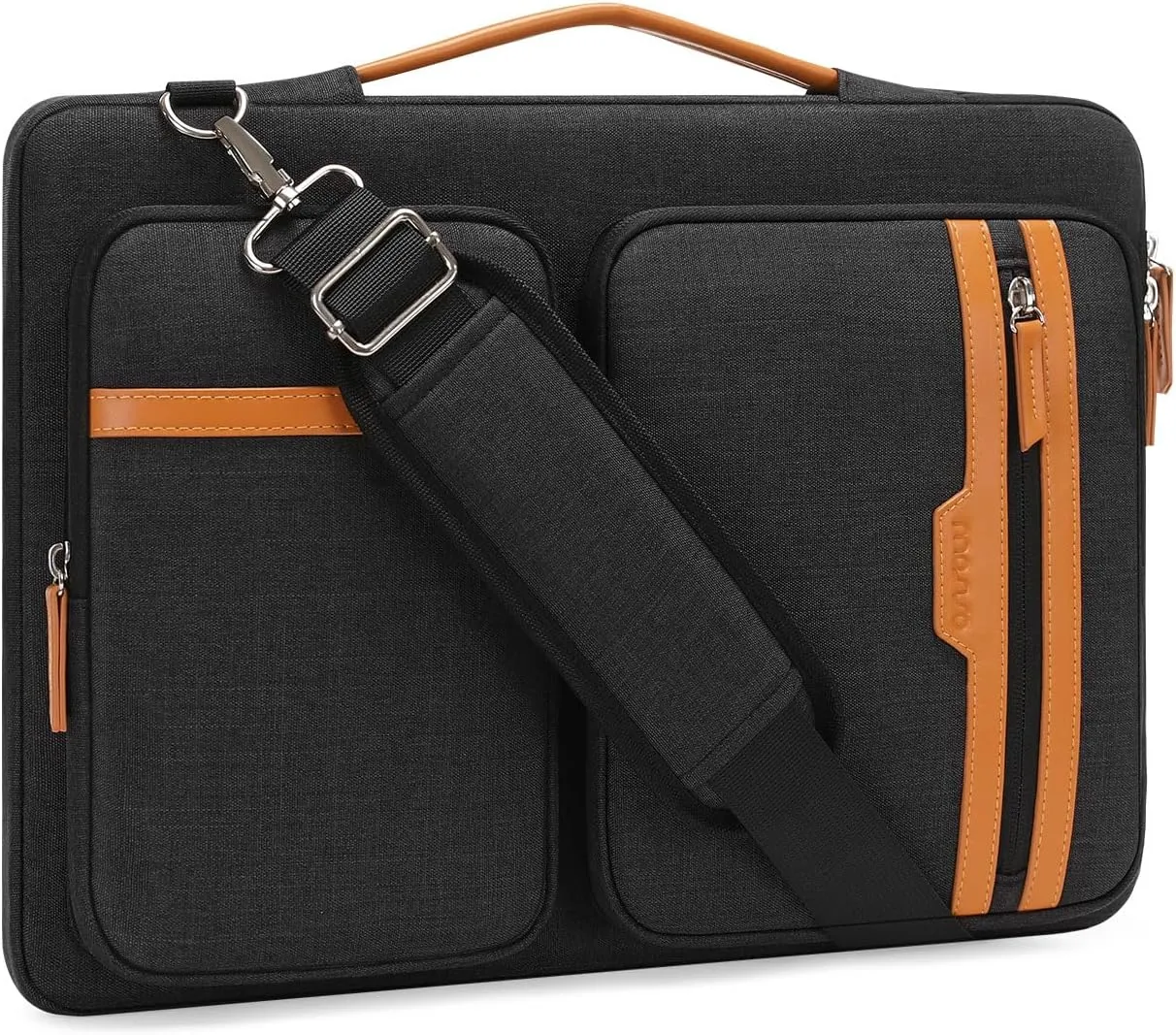 MOSISO 360 Protective Laptop Bag, 15.6 inch Computer Bag Compatible with MacBook Pro 16, HP, Dell, Asus Notebook, Side Open Sleeve with 2 Rectangle Zipper Pockets&Extendable Handle, Black