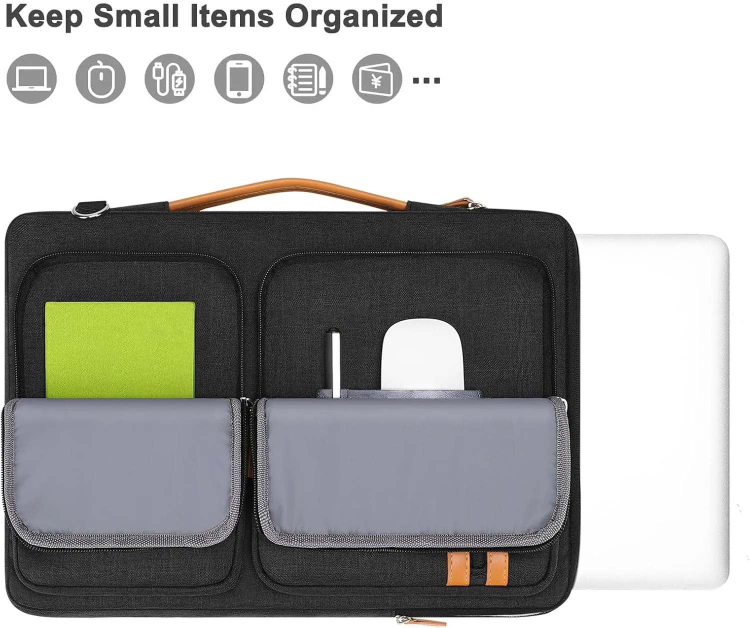 MOSISO 360 Protective Laptop Bag, 15.6 inch Computer Bag Compatible with MacBook Pro 16, HP, Dell, Asus Notebook, Side Open Sleeve with 2 Rectangle Zipper Pockets&Extendable Handle, Black