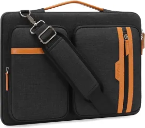 MOSISO 360 Protective Laptop Bag, 15.6 inch Computer Bag Compatible with MacBook Pro 16, HP, Dell, Asus Notebook, Side Open Sleeve with 2 Rectangle Zipper Pockets&Extendable Handle, Black