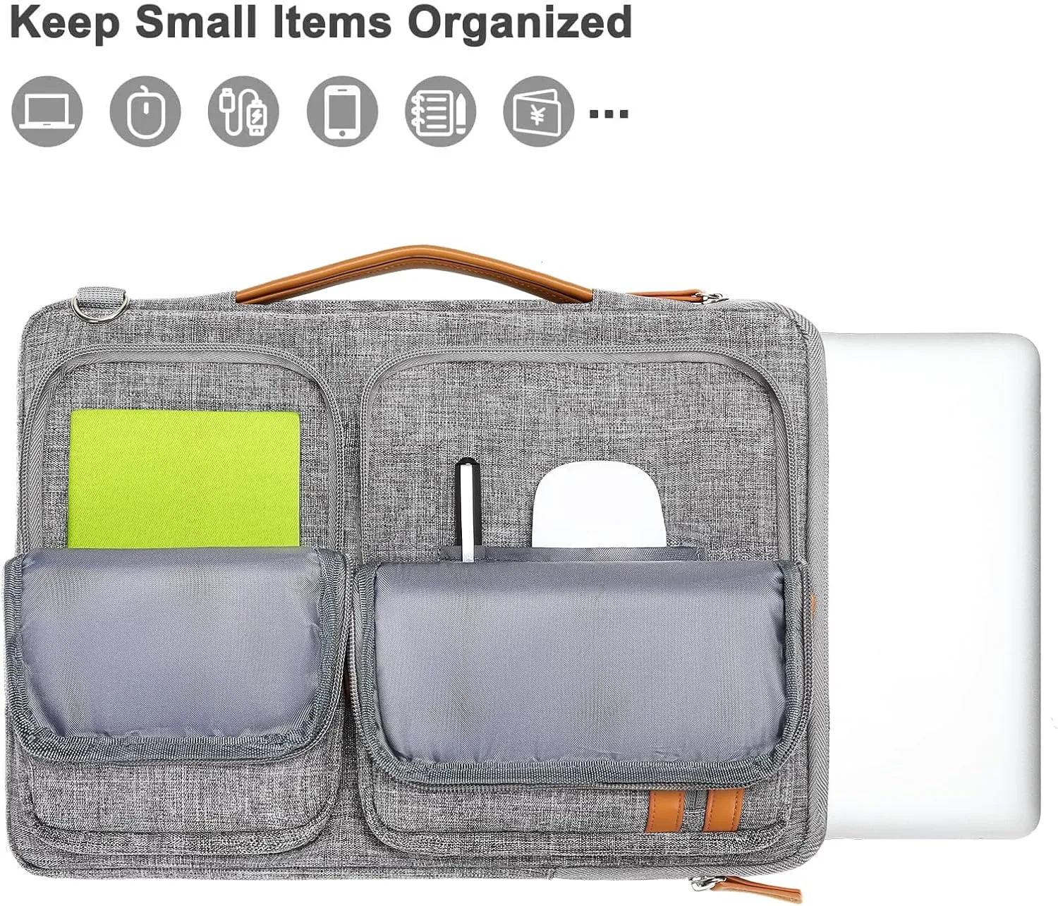 MOSISO 360 Protective Laptop Bag, 15.6 inch Computer Bag Compatible with MacBook Pro 16, HP, Dell, Asus Notebook, Side Open Sleeve with 2 Rectangle Zipper Pockets&Extendable Handle, Gray