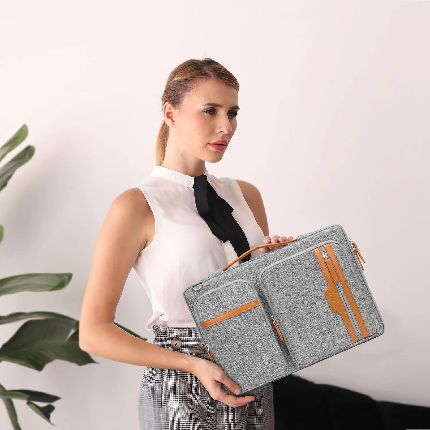 MOSISO 360 Protective Laptop Bag, 15.6 inch Computer Bag Compatible with MacBook Pro 16, HP, Dell, Asus Notebook, Side Open Sleeve with 2 Rectangle Zipper Pockets&Extendable Handle, Gray