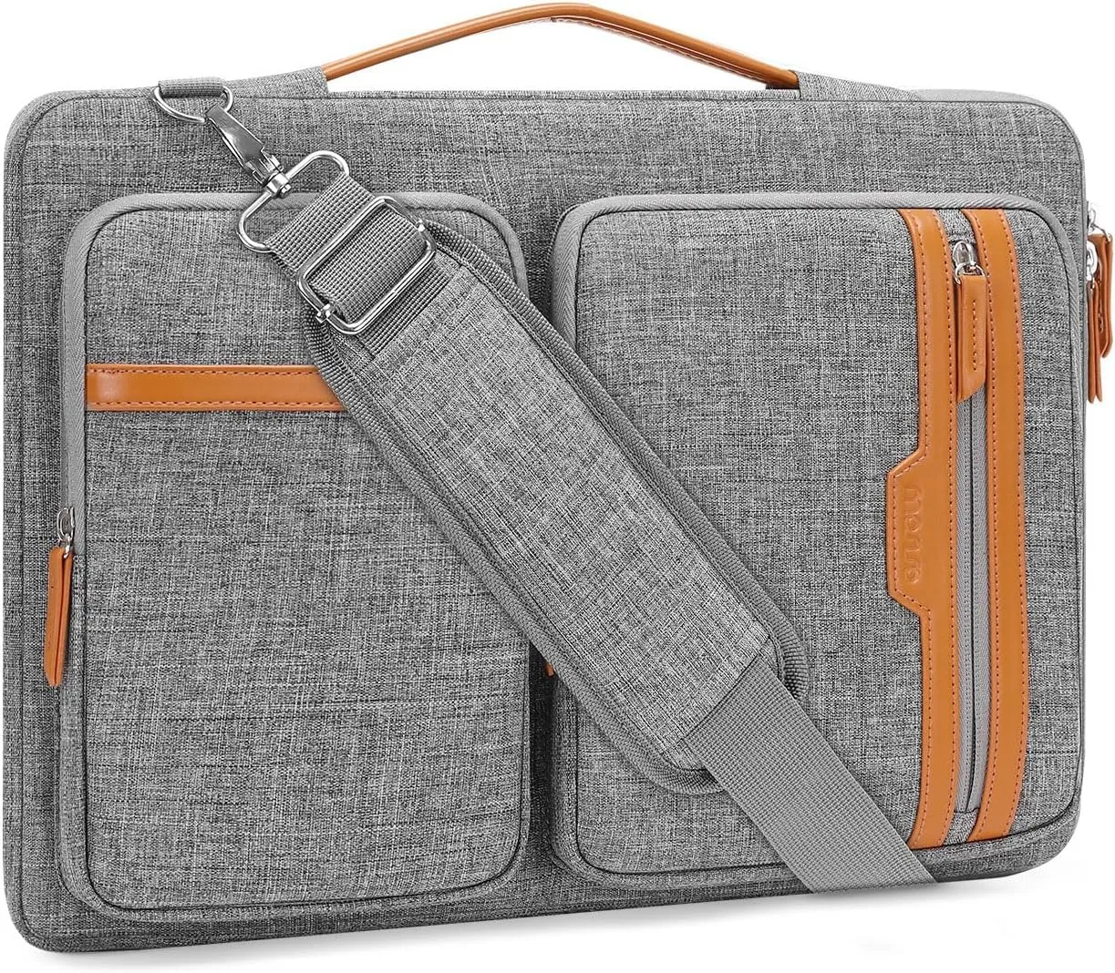 MOSISO 360 Protective Laptop Bag, 15.6 inch Computer Bag Compatible with MacBook Pro 16, HP, Dell, Asus Notebook, Side Open Sleeve with 2 Rectangle Zipper Pockets&Extendable Handle, Gray