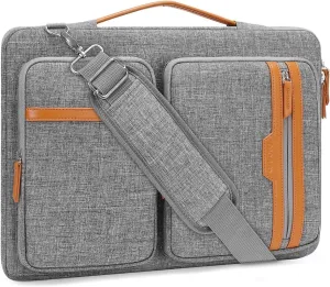 MOSISO 360 Protective Laptop Bag, 15.6 inch Computer Bag Compatible with MacBook Pro 16, HP, Dell, Asus Notebook, Side Open Sleeve with 2 Rectangle Zipper Pockets&Extendable Handle, Gray