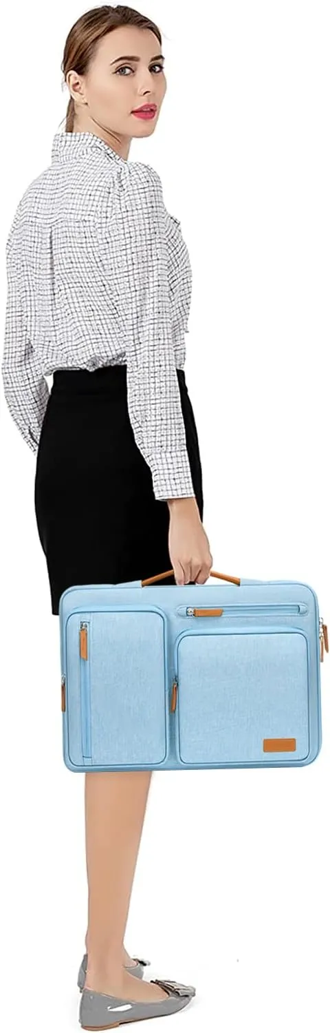 MOSISO 360 Protective Laptop Case 13.3 inch, 13-14 inch Laptop Sleeve Compatible with MacBook Air/Pro 13 / Pro 14, HP Dell Acer ASUS, Side Open Carrying Case with 4 Zipper Pockets&Handle, Air Blue