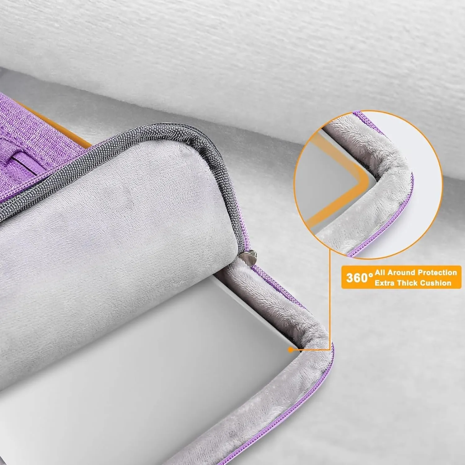 MOSISO 360 Protective Laptop Case 13.3 inch, 13-14 inch Laptop Sleeve Compatible with MacBook Air/Pro 13 / Pro 14, HP Dell Acer ASUS, Side Open Carrying Case with 4 Zipper Pockets&Handle, Lilac
