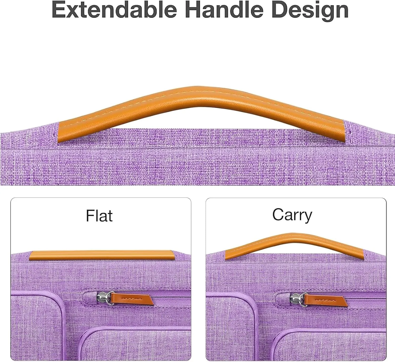 MOSISO 360 Protective Laptop Case 13.3 inch, 13-14 inch Laptop Sleeve Compatible with MacBook Air/Pro 13 / Pro 14, HP Dell Acer ASUS, Side Open Carrying Case with 4 Zipper Pockets&Handle, Lilac