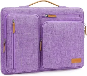 MOSISO 360 Protective Laptop Case 13.3 inch, 13-14 inch Laptop Sleeve Compatible with MacBook Air/Pro 13 / Pro 14, HP Dell Acer ASUS, Side Open Carrying Case with 4 Zipper Pockets&Handle, Lilac