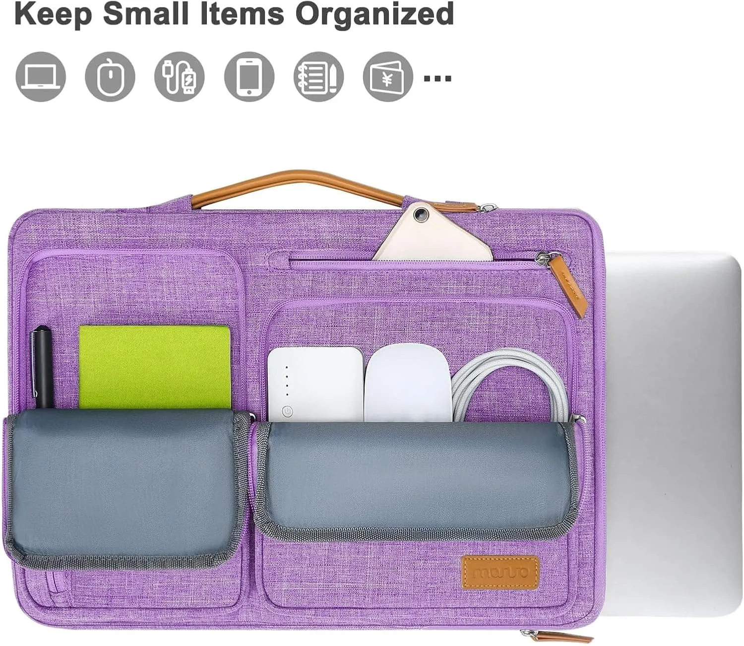 MOSISO 360 Protective Laptop Case 13.3 inch, 13-14 inch Laptop Sleeve Compatible with MacBook Air/Pro 13 / Pro 14, HP Dell Acer ASUS, Side Open Carrying Case with 4 Zipper Pockets&Handle, Lilac