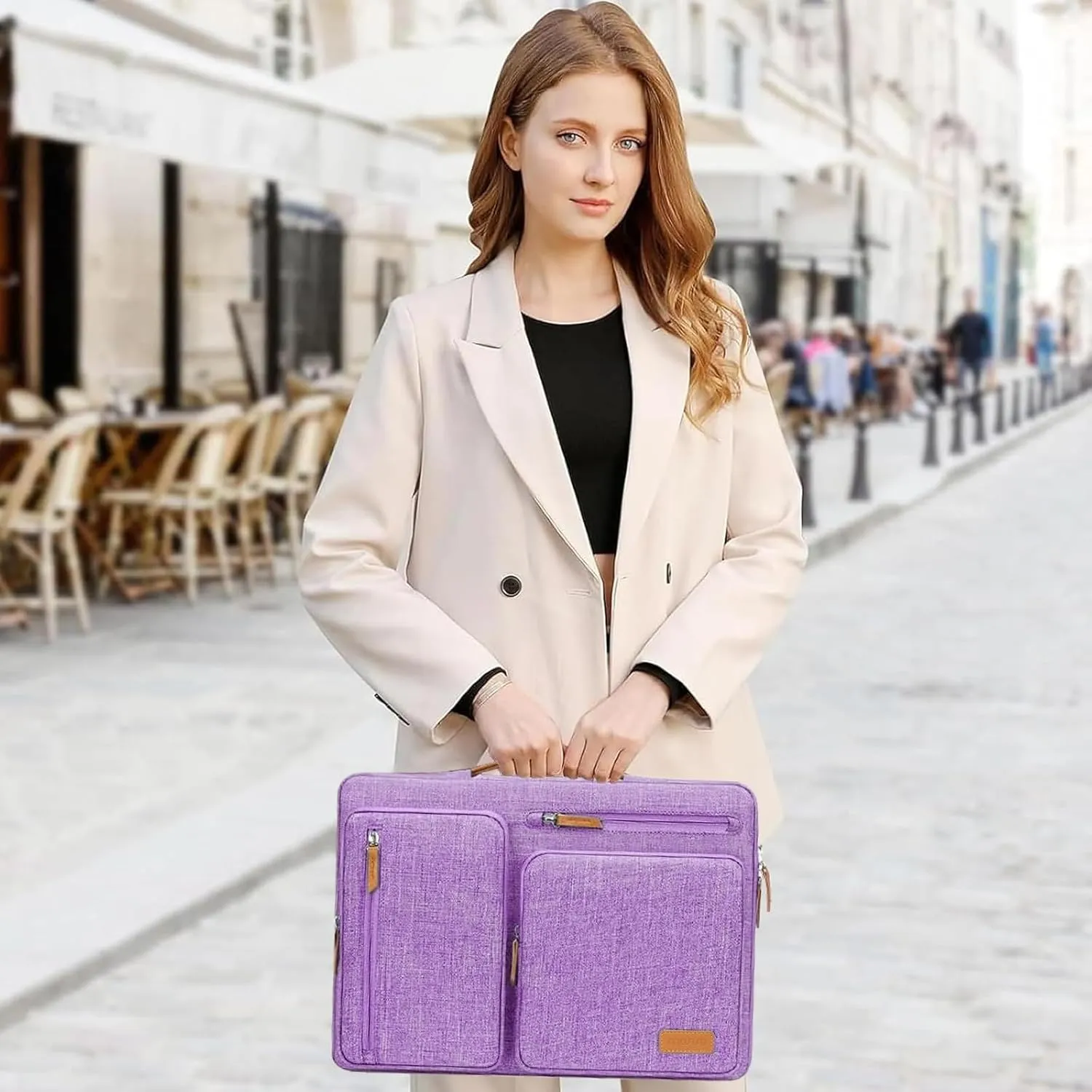 MOSISO 360 Protective Laptop Case 13.3 inch, 13-14 inch Laptop Sleeve Compatible with MacBook Air/Pro 13 / Pro 14, HP Dell Acer ASUS, Side Open Carrying Case with 4 Zipper Pockets&Handle, Lilac