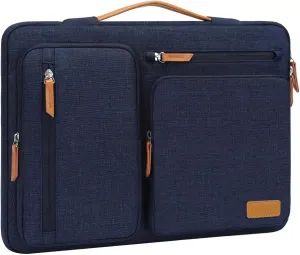 MOSISO 360 Protective Laptop Case 13.3 inch, 13-14 inch Laptop Sleeve Compatible with MacBook Air/Pro 13 / Pro 14, HP Dell Acer ASUS, Side Open Carrying Case with 4 Zipper Pockets&Handle, Navy Blue