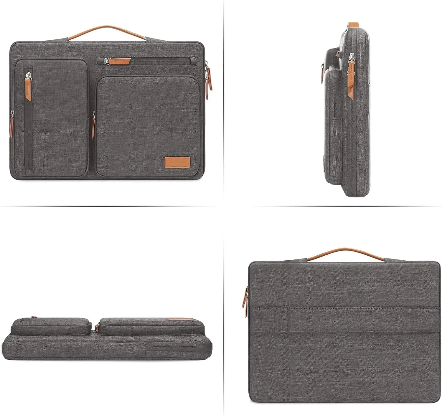 MOSISO 360 Protective Laptop Case 13.3 inch, 13-14 inch Laptop Sleeve Compatible with MacBook Air/Pro 13 / Pro 14, HP Dell Acer ASUS, Side Open Carrying Case with 4 Zipper Pockets&Handle, Taupe Gray